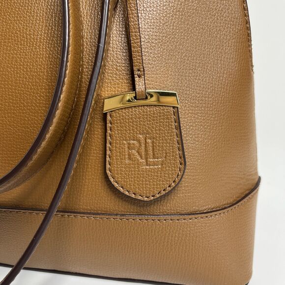 Ralph Lauren RLL Brown Leather Dome Satchel Bag Handbag Purse Classic - Picture 8 of 11